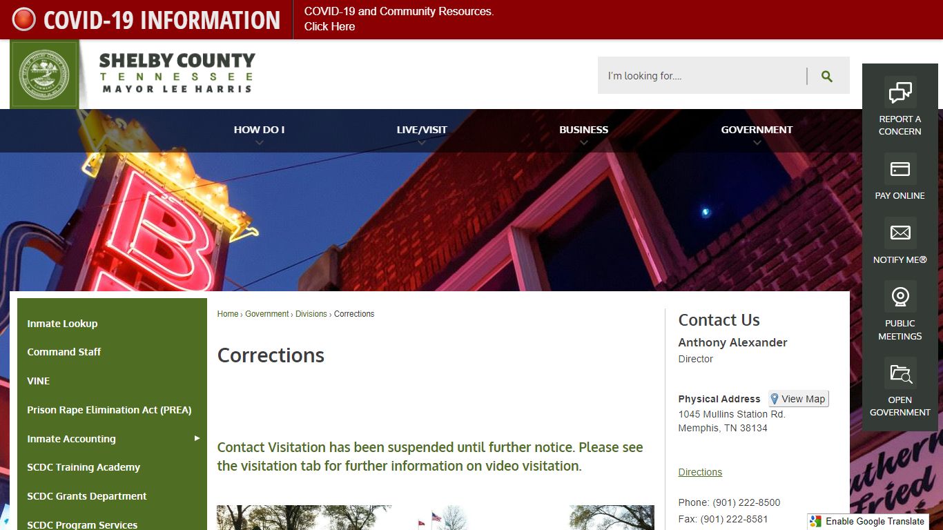 Corrections | Shelby County, TN - Official Website